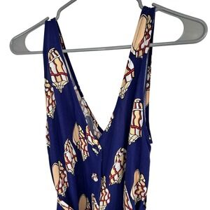 PEPALOVES by Anthropologie NavyConch Shell Print Wide Leg Jumpsuit Women L NWT